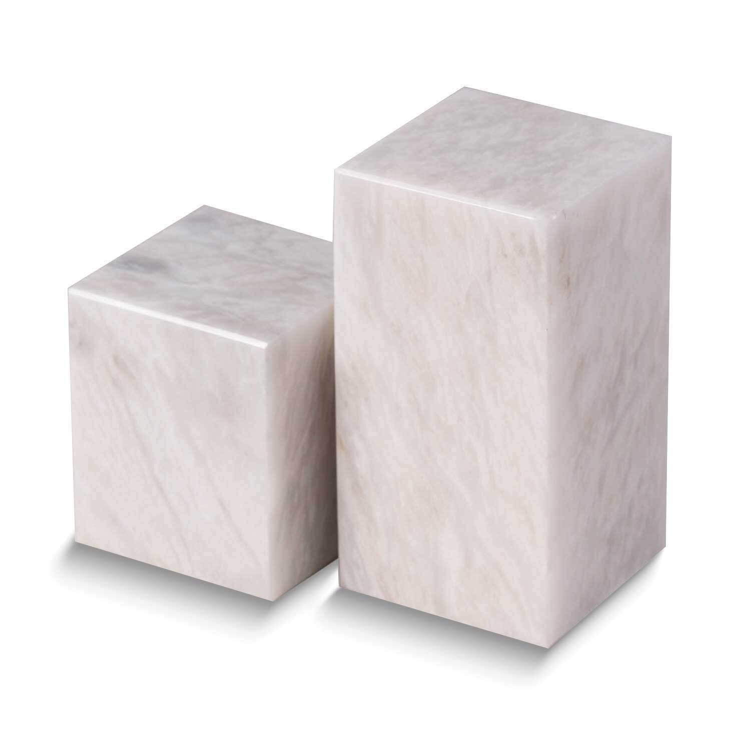 White Marble Cube Design Bookend Set GM24180WT