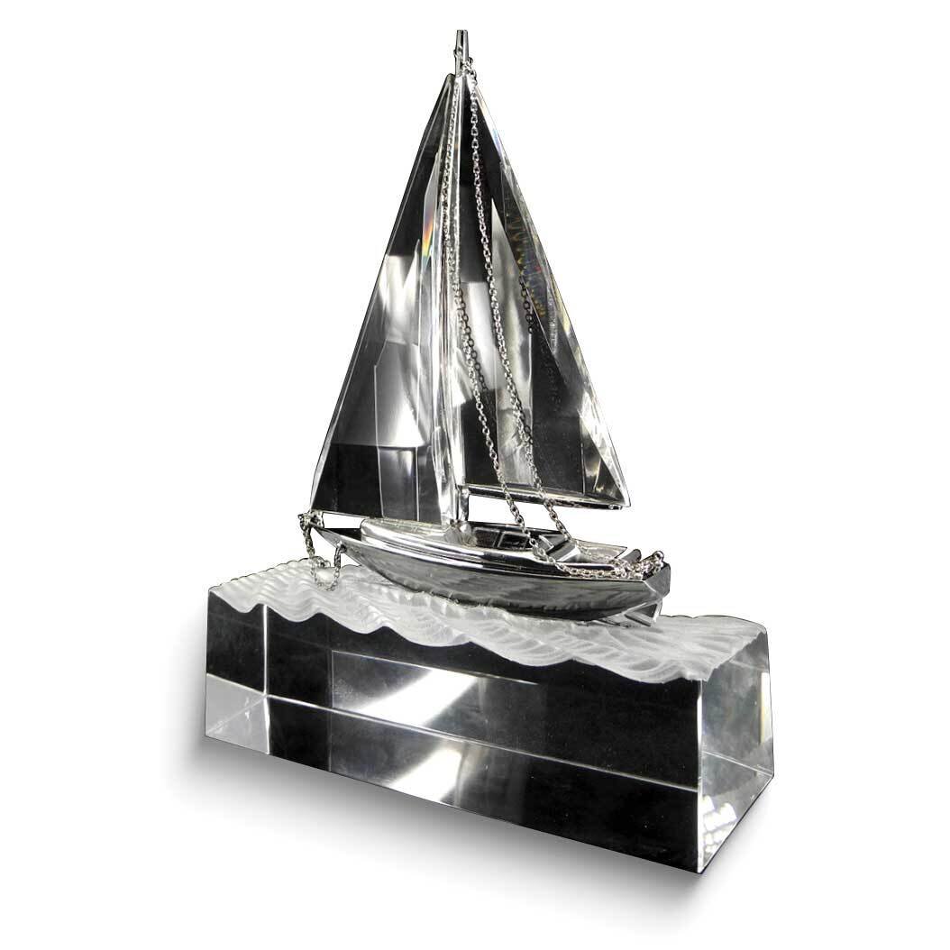 Crystal and Metal Yacht Desk Sculpture Award GM24219, MPN: GM24219,