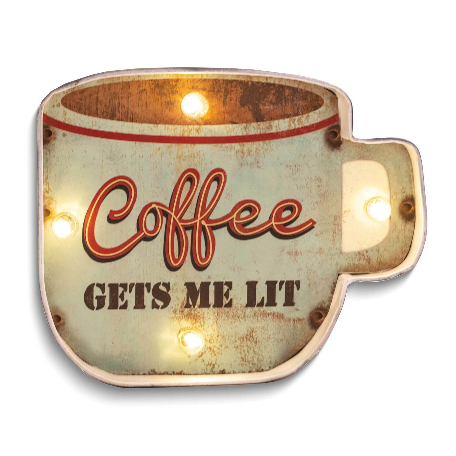 Coffee Gets Me Lit Metal and LED Light Wall Sign GM24218, MPN: GM24218, 797140245193
