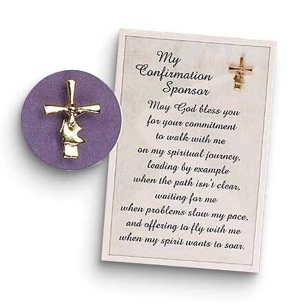 Confirmation Sponsor Gold-plated Cross Pin with Message Card GM24222
