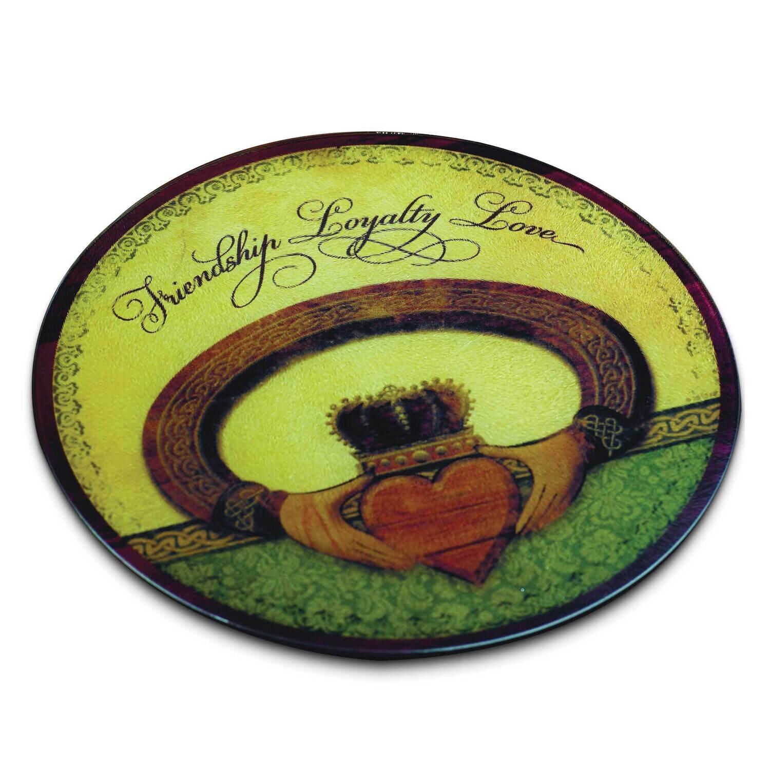 Claddagh Tempered Glass 11.75 inch Diameter Cutting Board GM24234