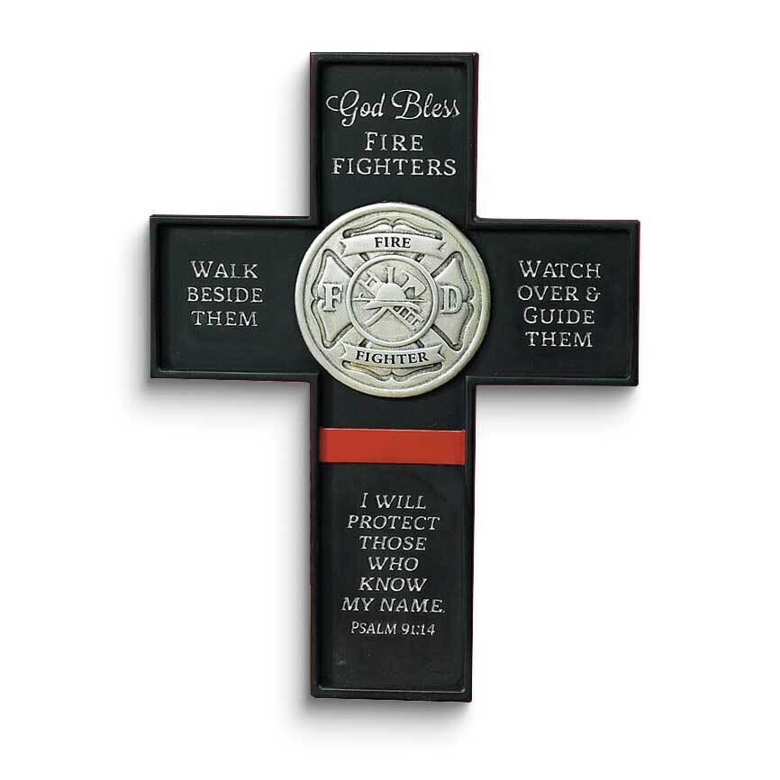 God Bless Fire Fighters Wall Cross GM24246