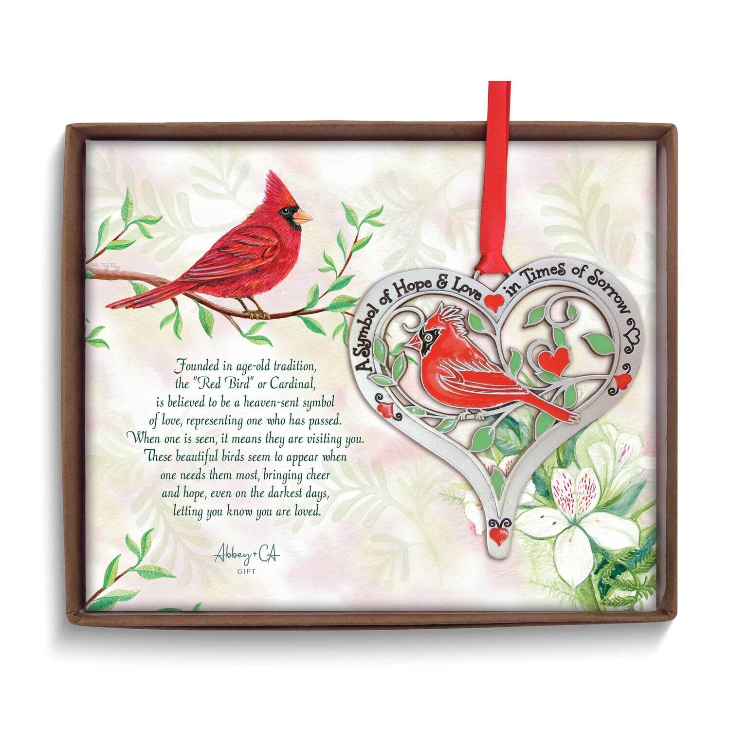 Cardinal Heart Silver-tone & Epoxy Ornament Gift Boxed GM24271