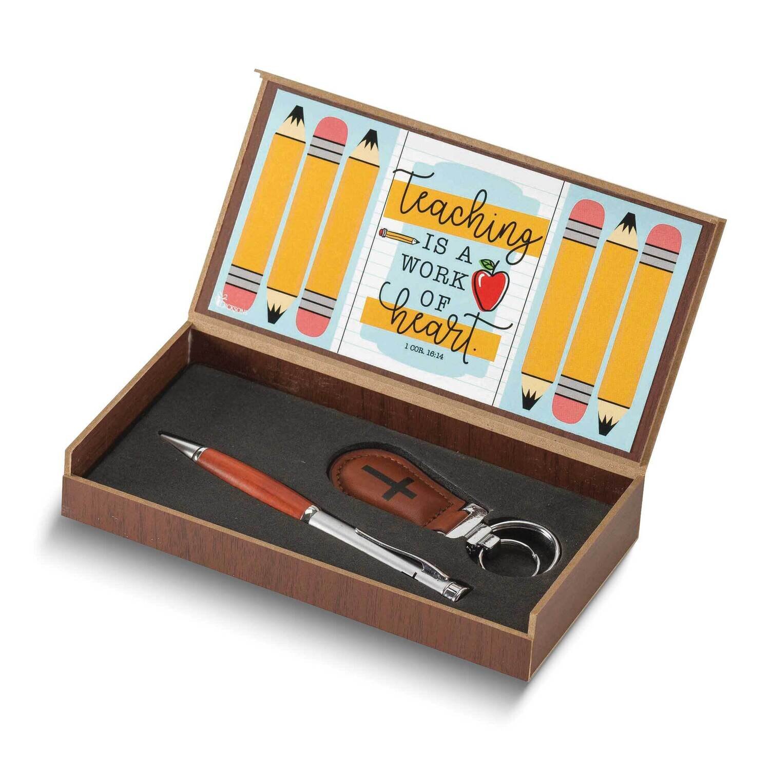 Teaching Is A Work of Heart Pen and Key Ring Boxed Set GM24541