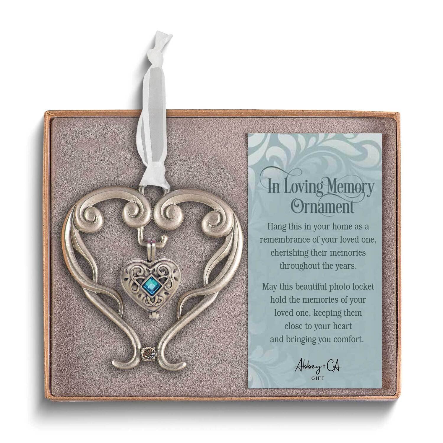 Forever in my Heart Silver-tone with Blue Stone Heart Locket Ornament GM24268