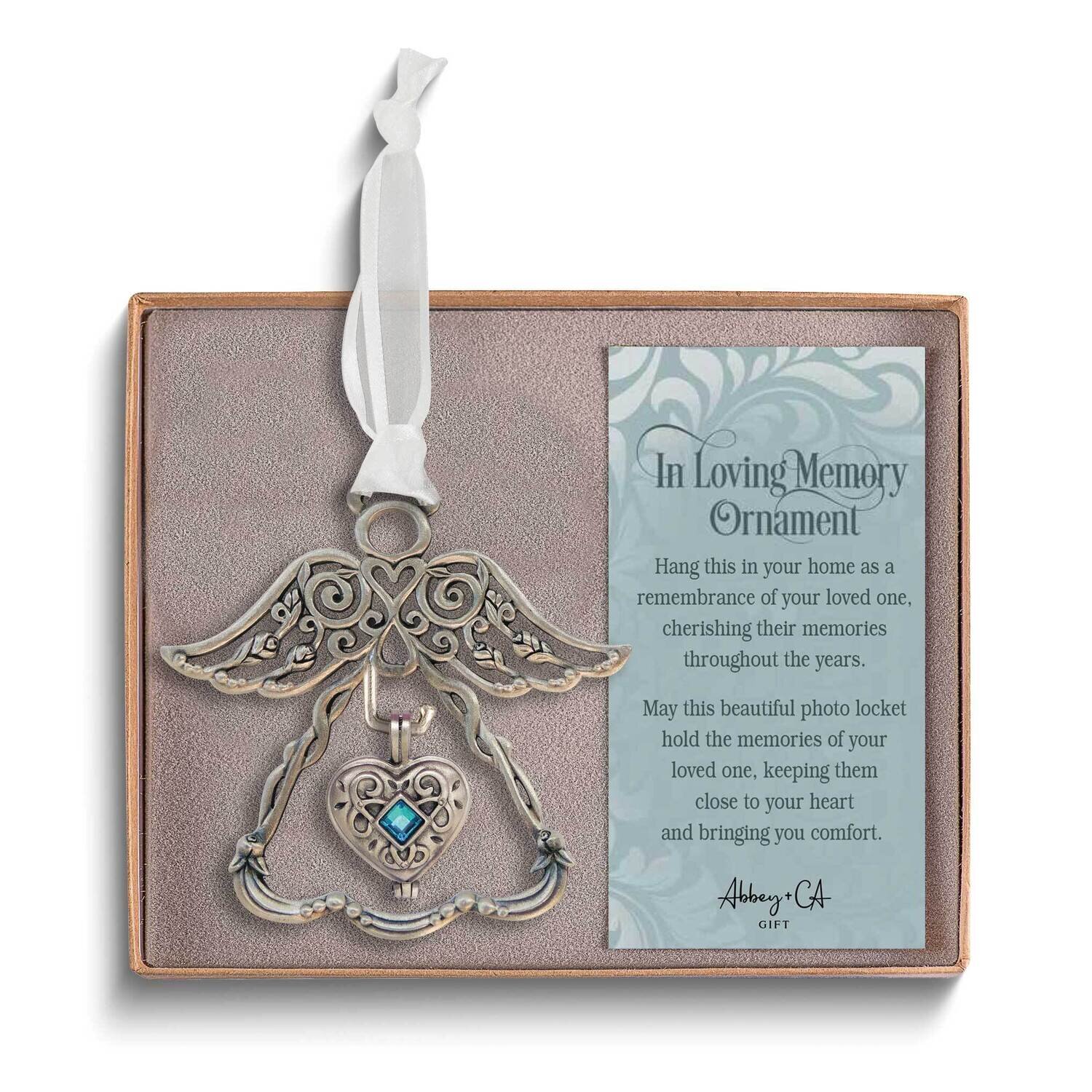 Forever in my Heart Silver-tone with Blue Stone Locket Angel Ornament GM24269