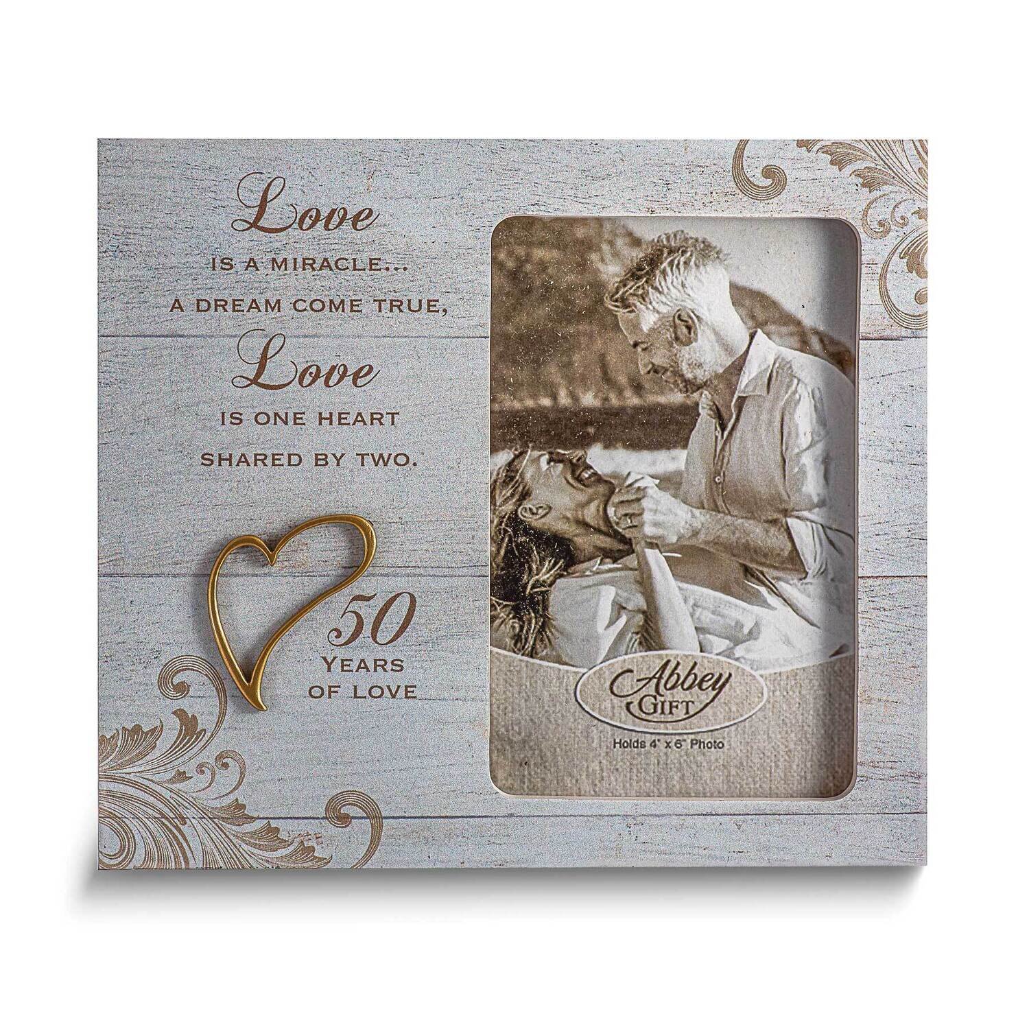 50th Anniversary Love Is A Miracle Gold-tone 4x6 Inch Photo Frame GM24304, MPN: GM24304, 7855253026…