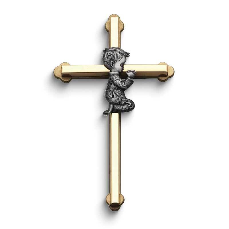 Boy&#39;s Two-tone Satin Finish Wall Cross GM24322B