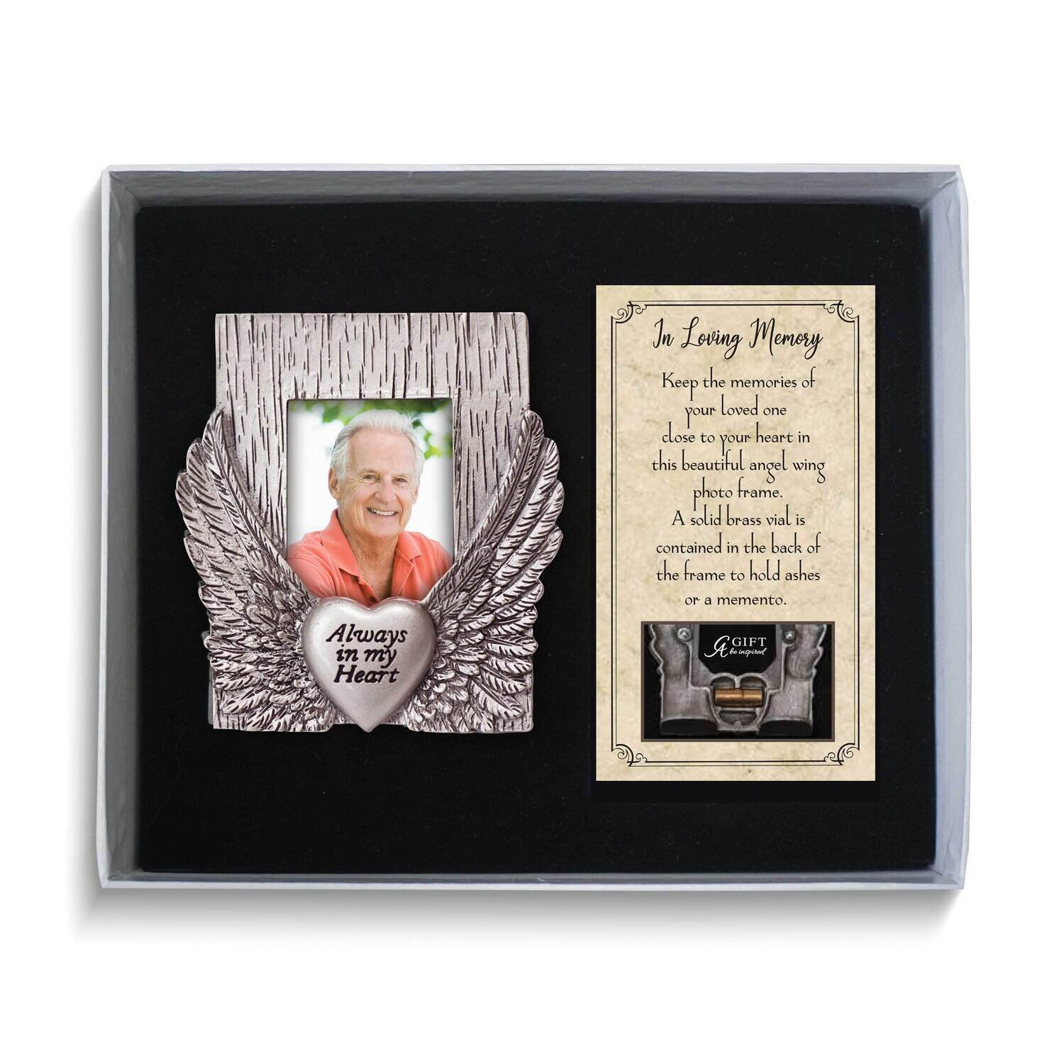 Always In My Heart Angel Wings Memorial Ash Holder Photo Frame GM24326