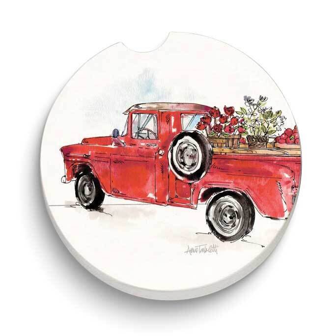 Americana Mood Red Truck Car Coaster GM24370