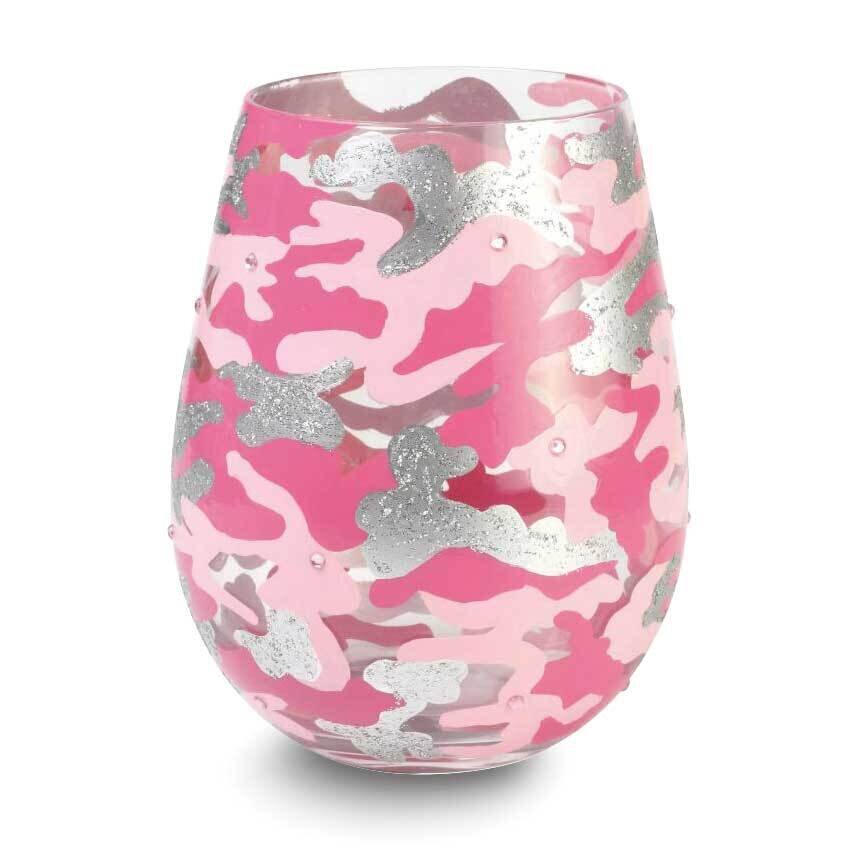 Lolita Pink Camo Stemless Wine Glass GM24662