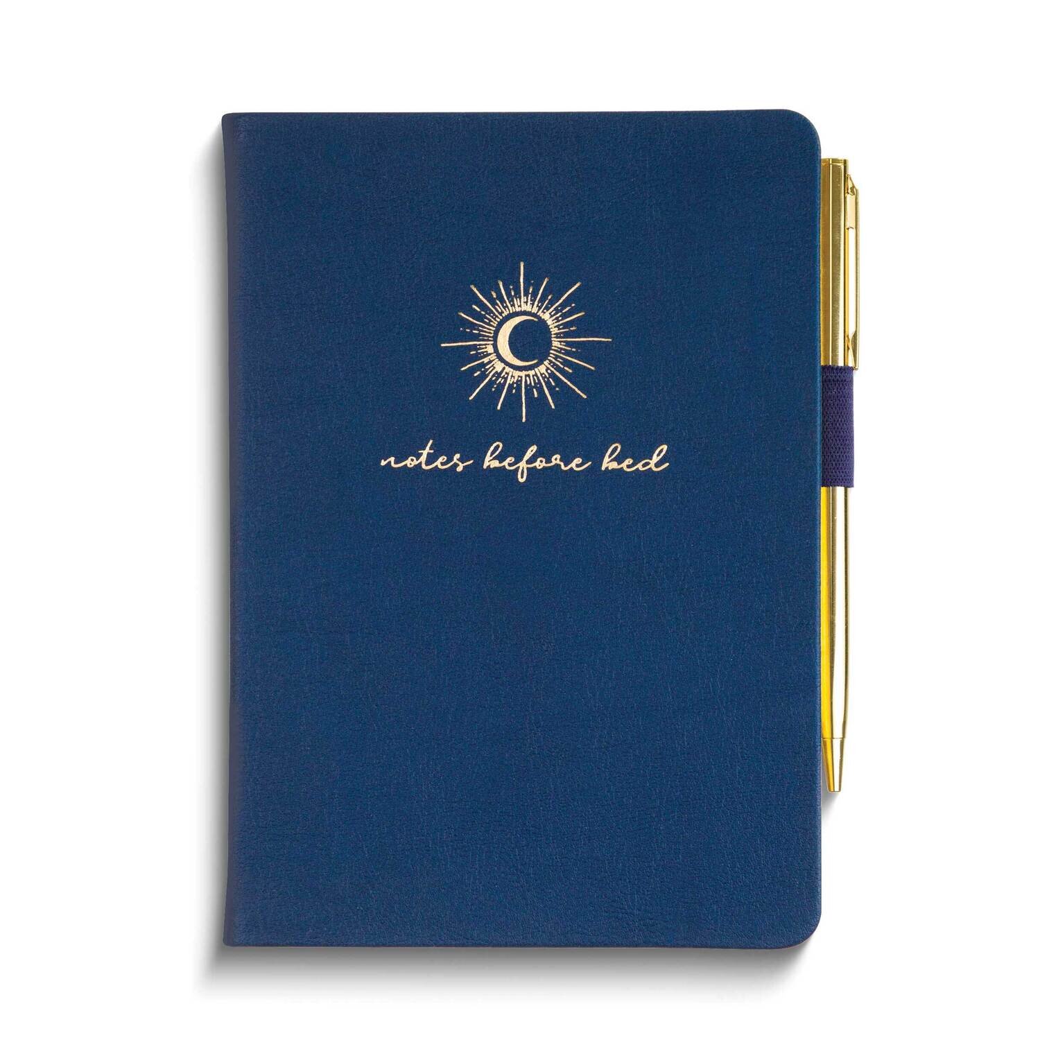 Blue Gold Foil 5x7 Inch NOTES BEFORE BED Guided Journal with Pen GM24476