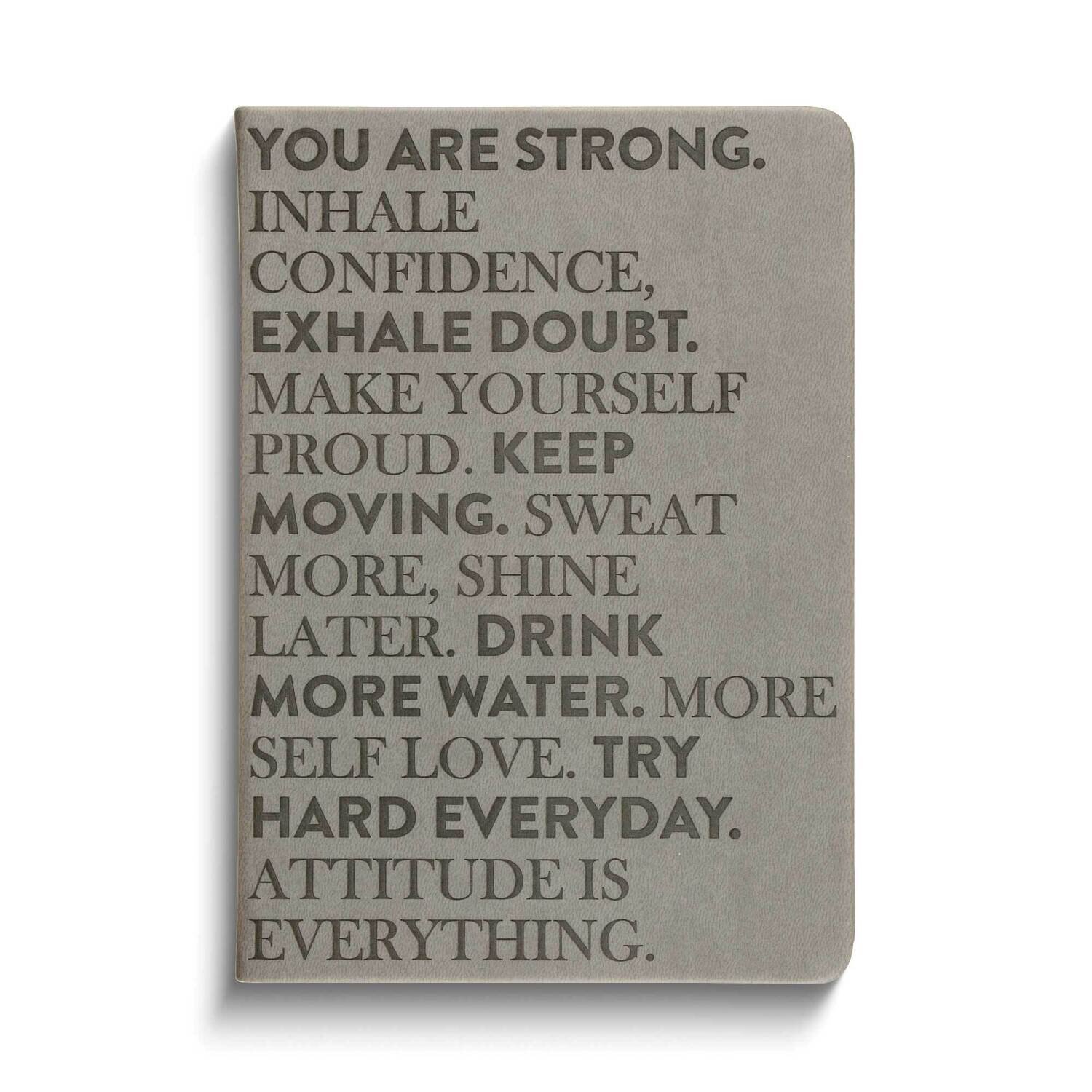 Grey YOU ARE STRONG 6x8 Inch Fitness Guided Journal GM24469