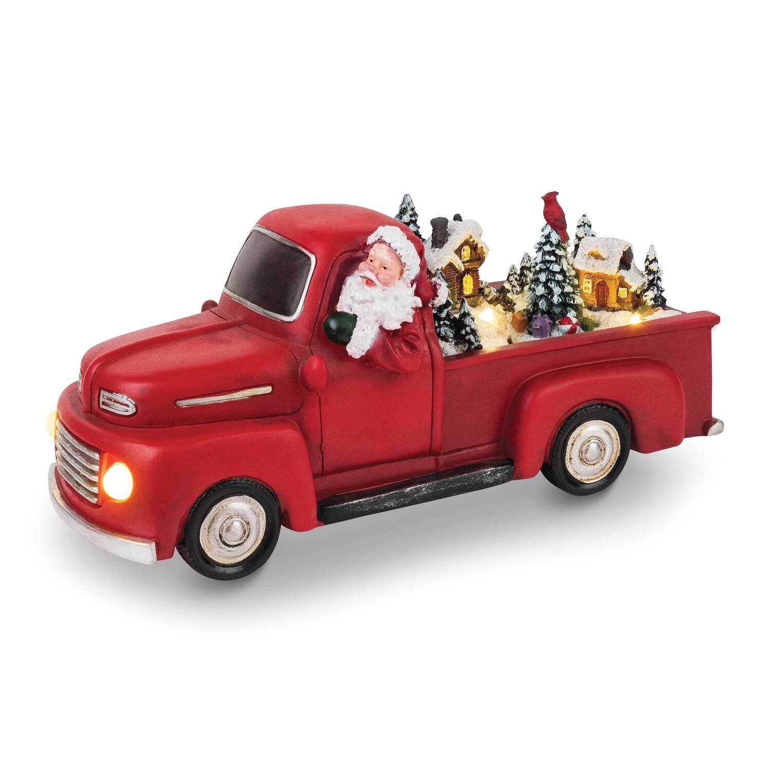Resin Animated Musical Nostalgic Red Truck Santa GM24805