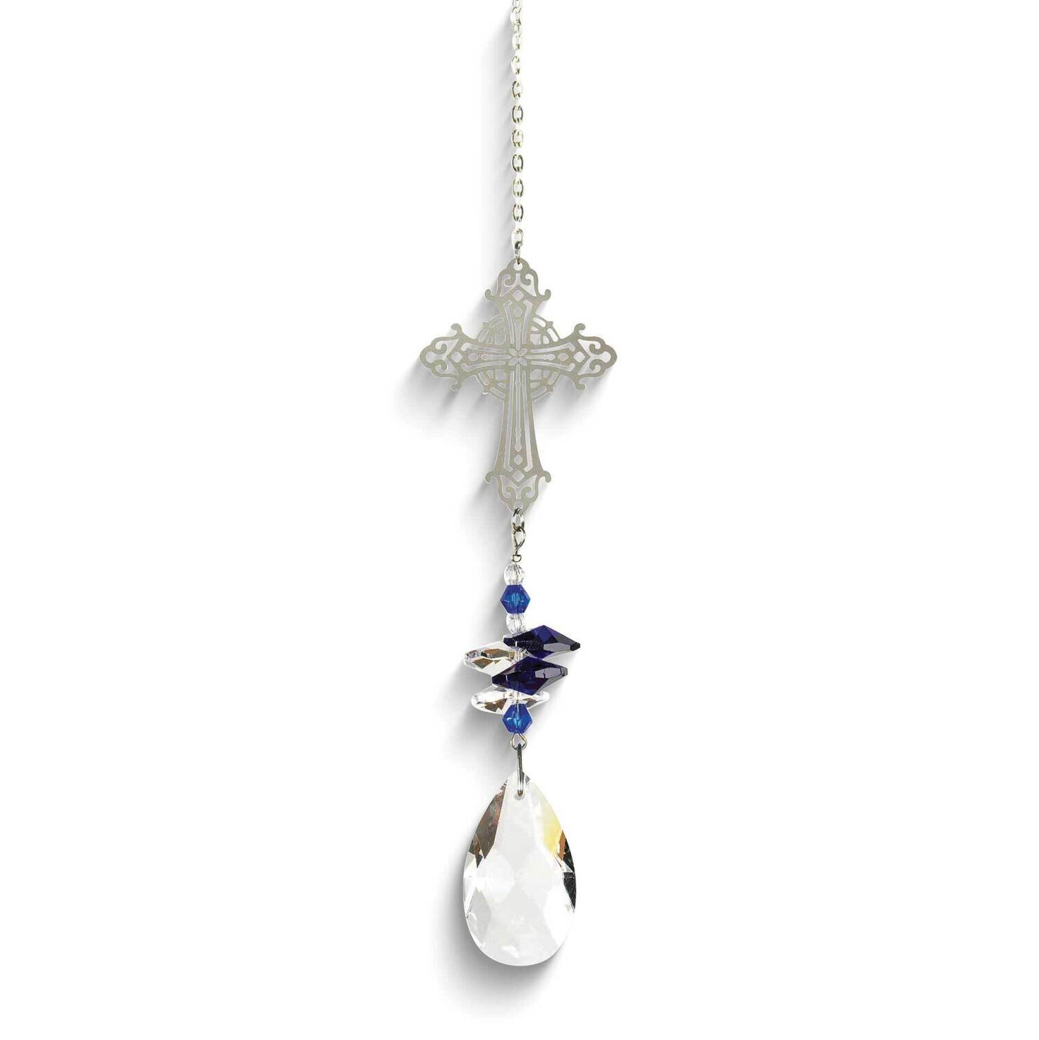 Crystal Cross with Blue Beads Suncatcher GM24539