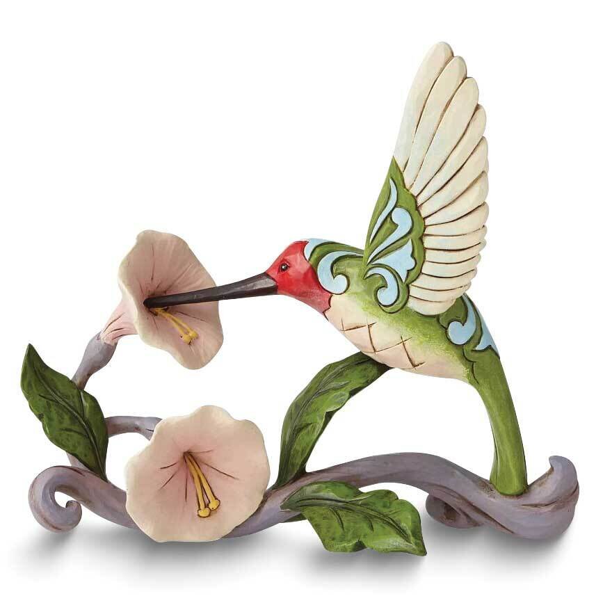 Jim Shore Heartwood Creek Hummingbird With Flower Figure GM24655