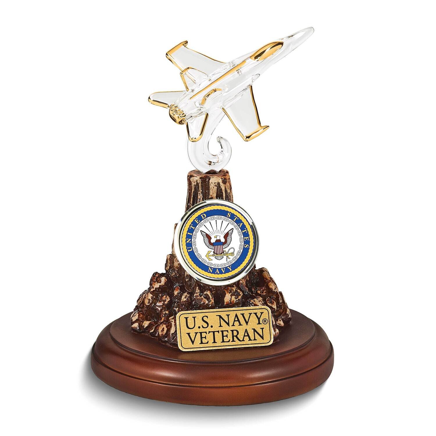 Glass Baron US AIR FORCE VETERAN with F-18 Jet Glass Figurine GM24958, MPN: GM24958, 708873046452