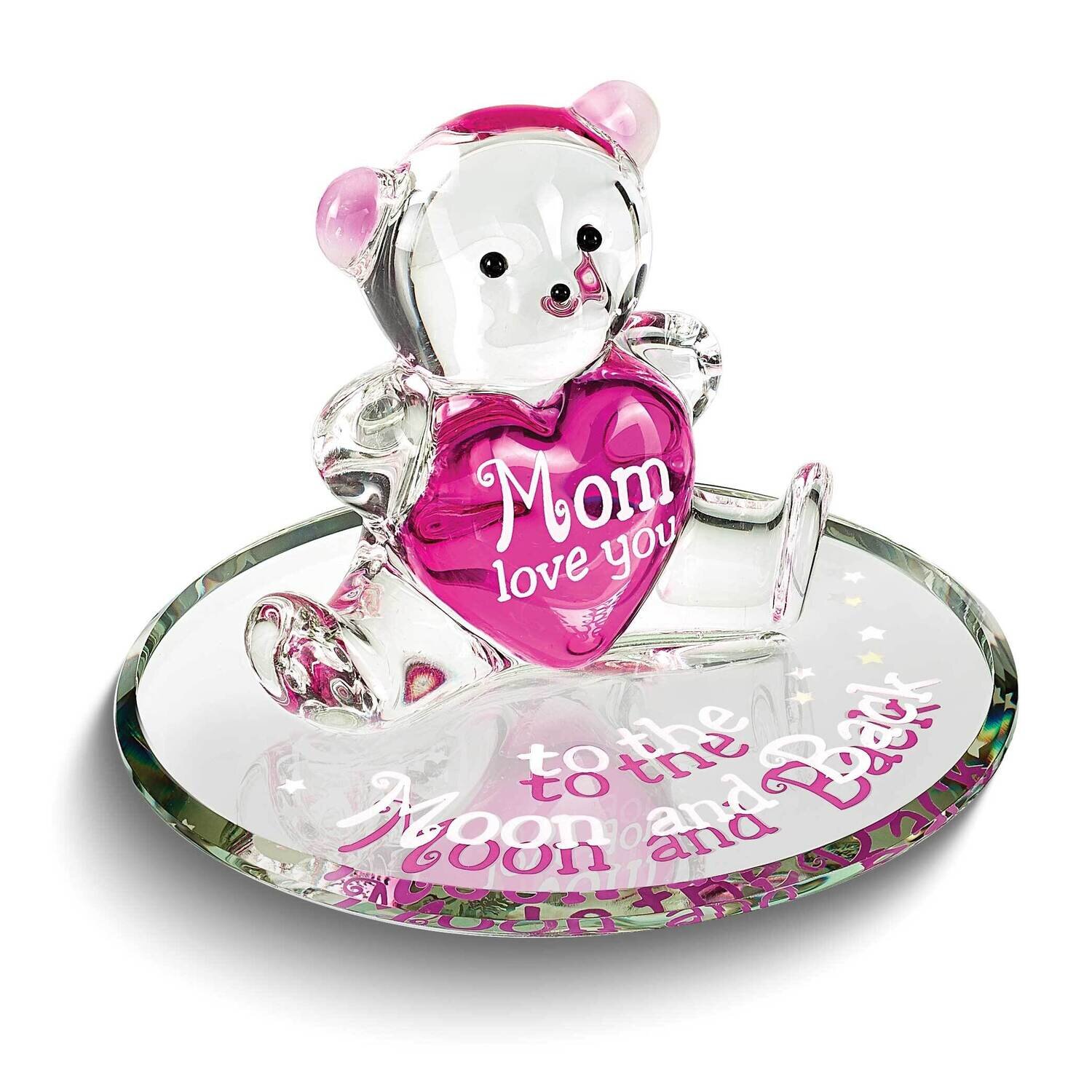 Glass Baron MOM LOVE YOU TO THE MOON with Bear Glass Figurine GM24989