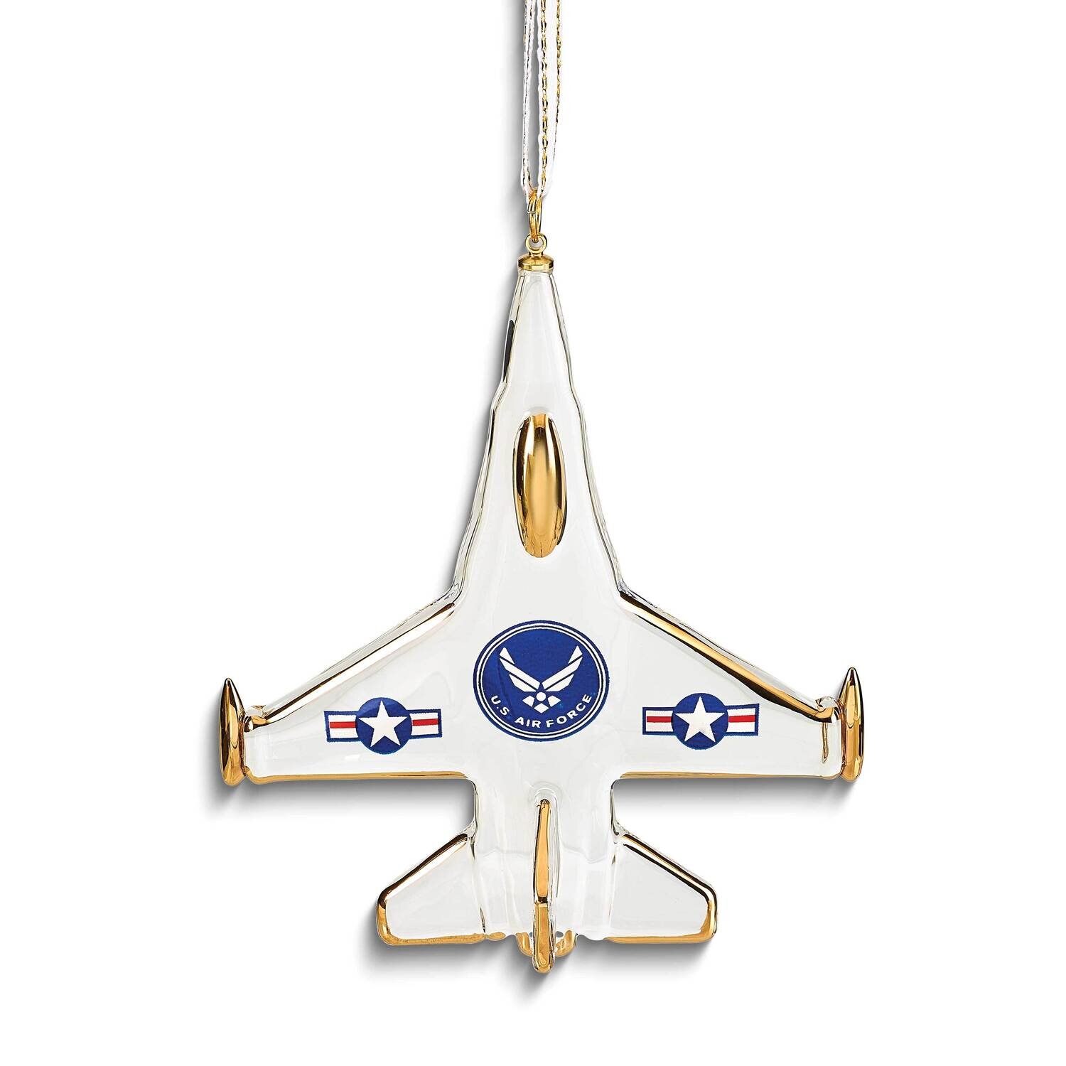 Glass Baron US Air Force F-16 Jet Glass Ornament GM25003