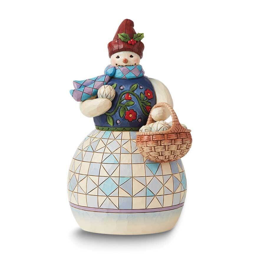 Jim Shore Heartwood Creek Snowman with Basket Figure GM24677, MPN: GM24677, 28399293070