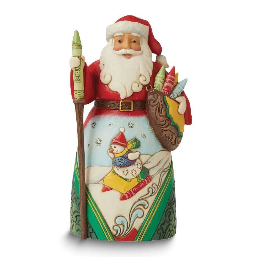 Jim Shore Crayola Santa with Snowman Figure GM24694