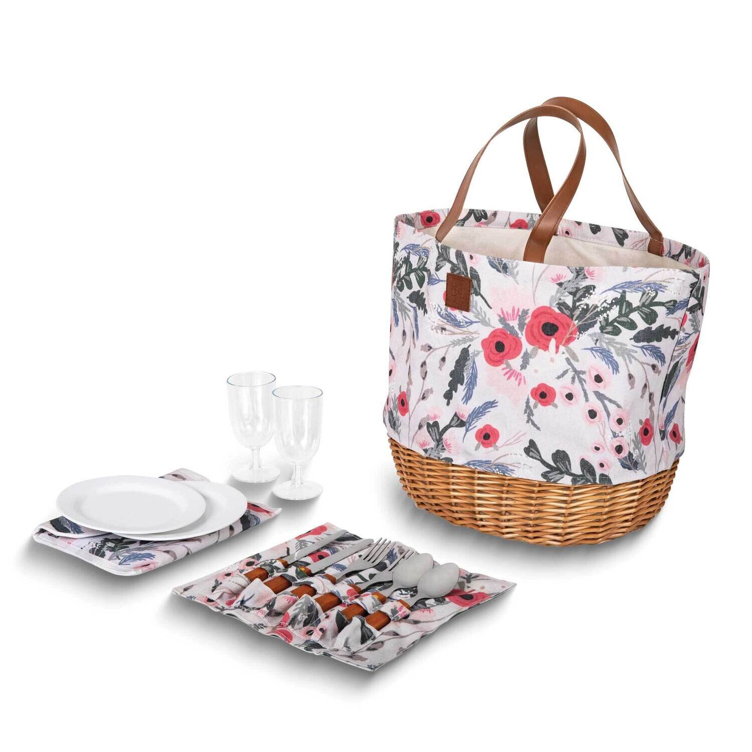 Poppy Floral Canvas Willow Promenade Picnic Basket GM25033