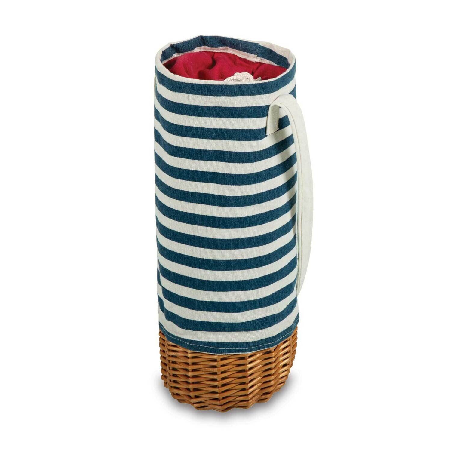 White and Blue Striped Canvas Willow Malbec Wine Basket GM25032
