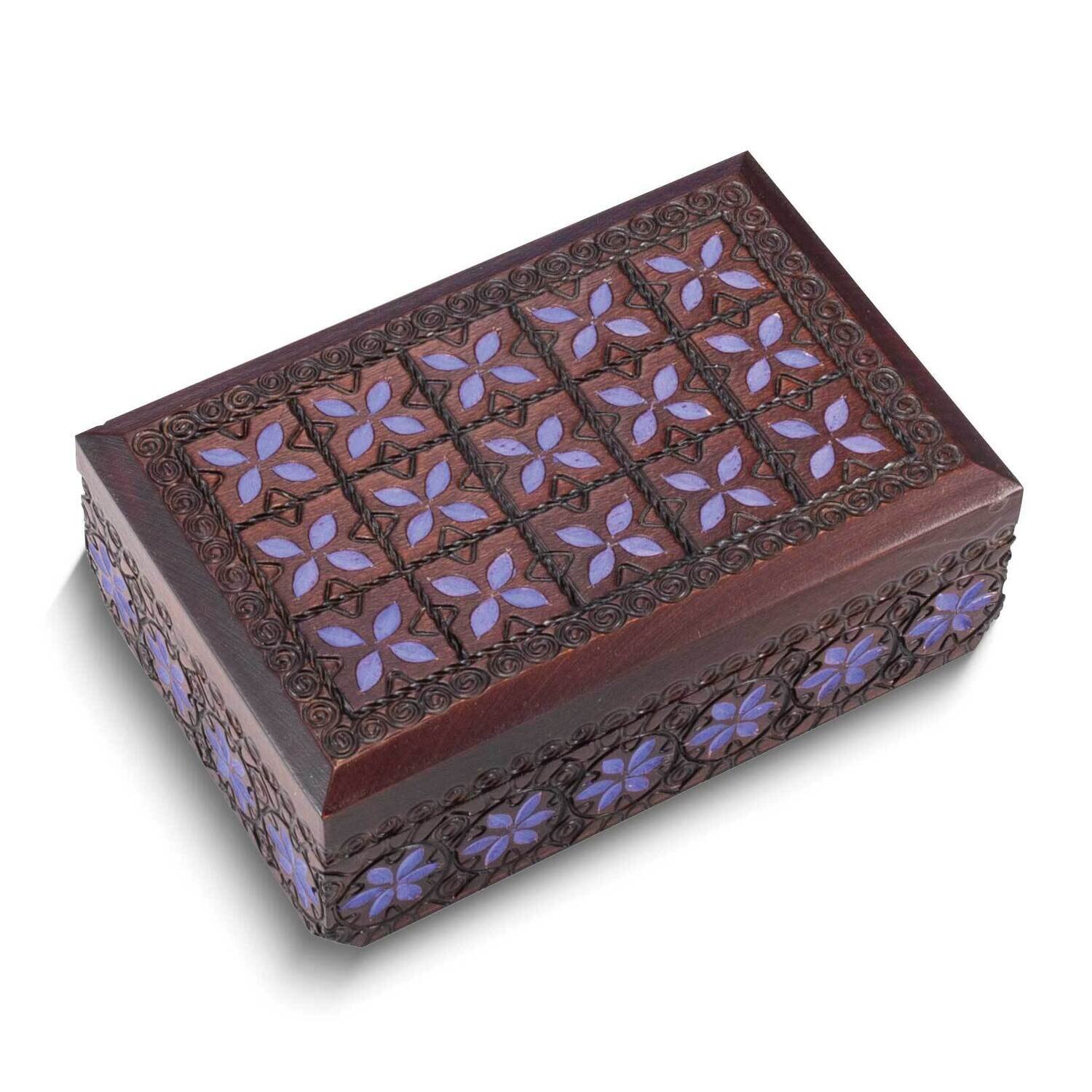 Deep Purple Design Carved and Painted Wood Keepsake Box GM25126, MPN: GM25126,
