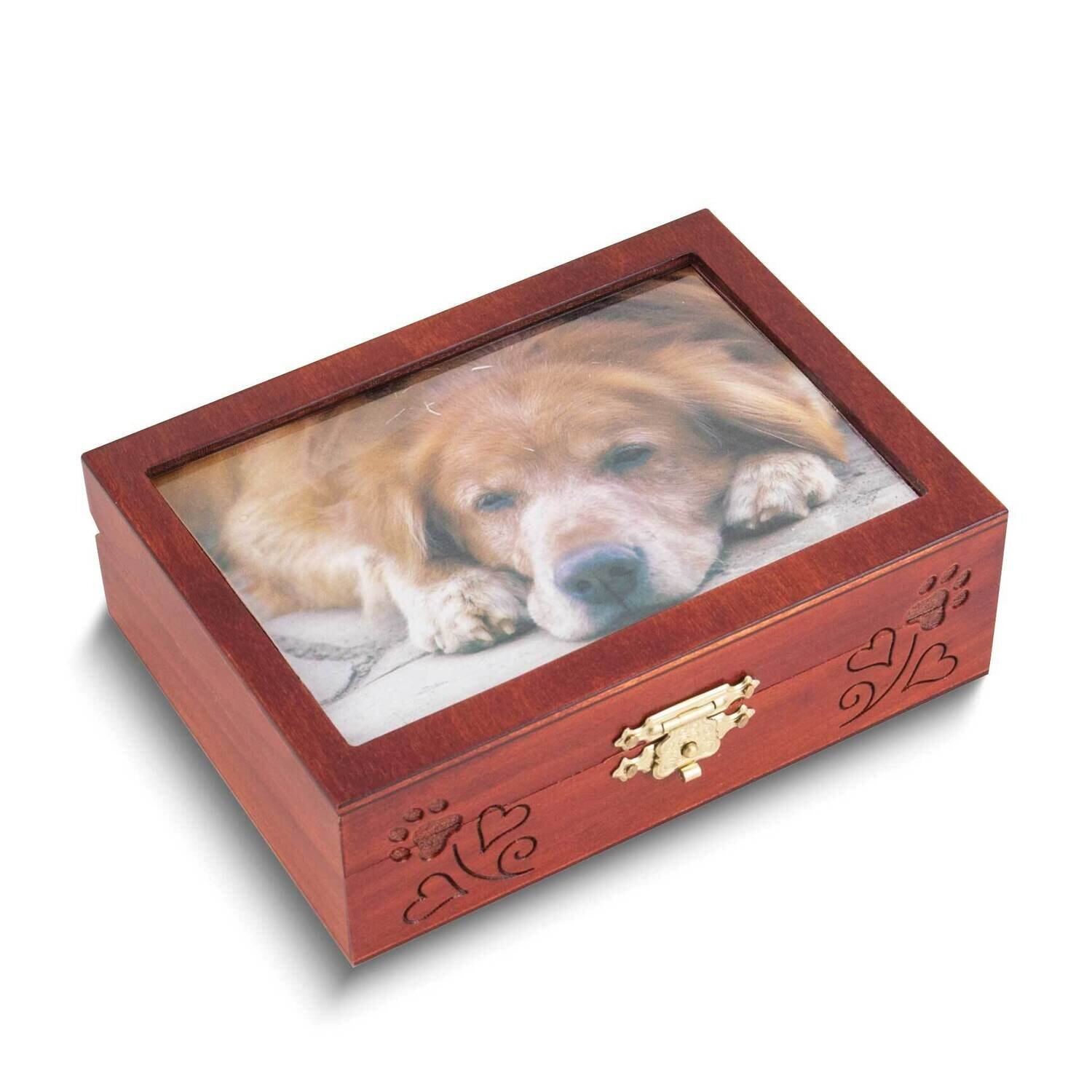 Pet Carved 3x5 Photo Wooden Keepsake Box GM25132