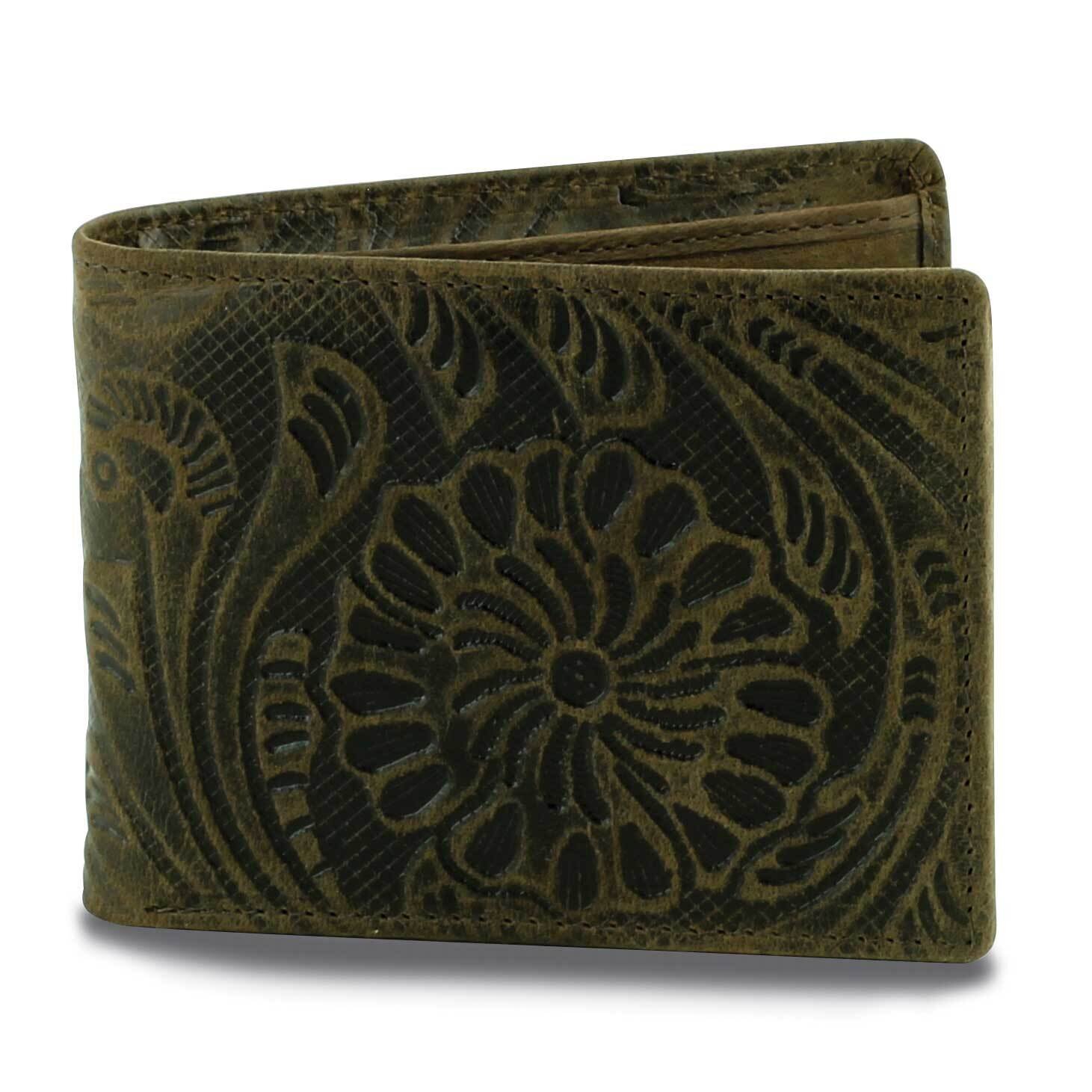 Brown Embossed Floral Pattern Bifold Wallet GM25080BRN, MPN: GM25080BRN,