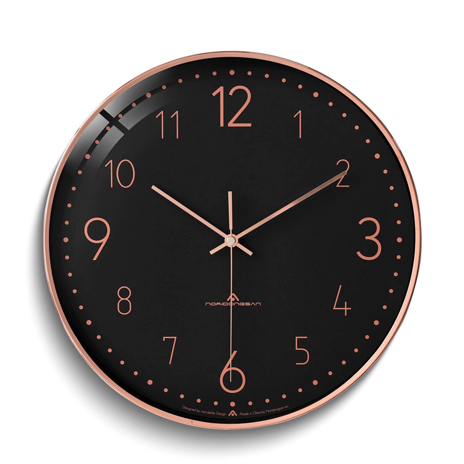 Black Face with Rose Numbers and Hands Wall Clock GM25194