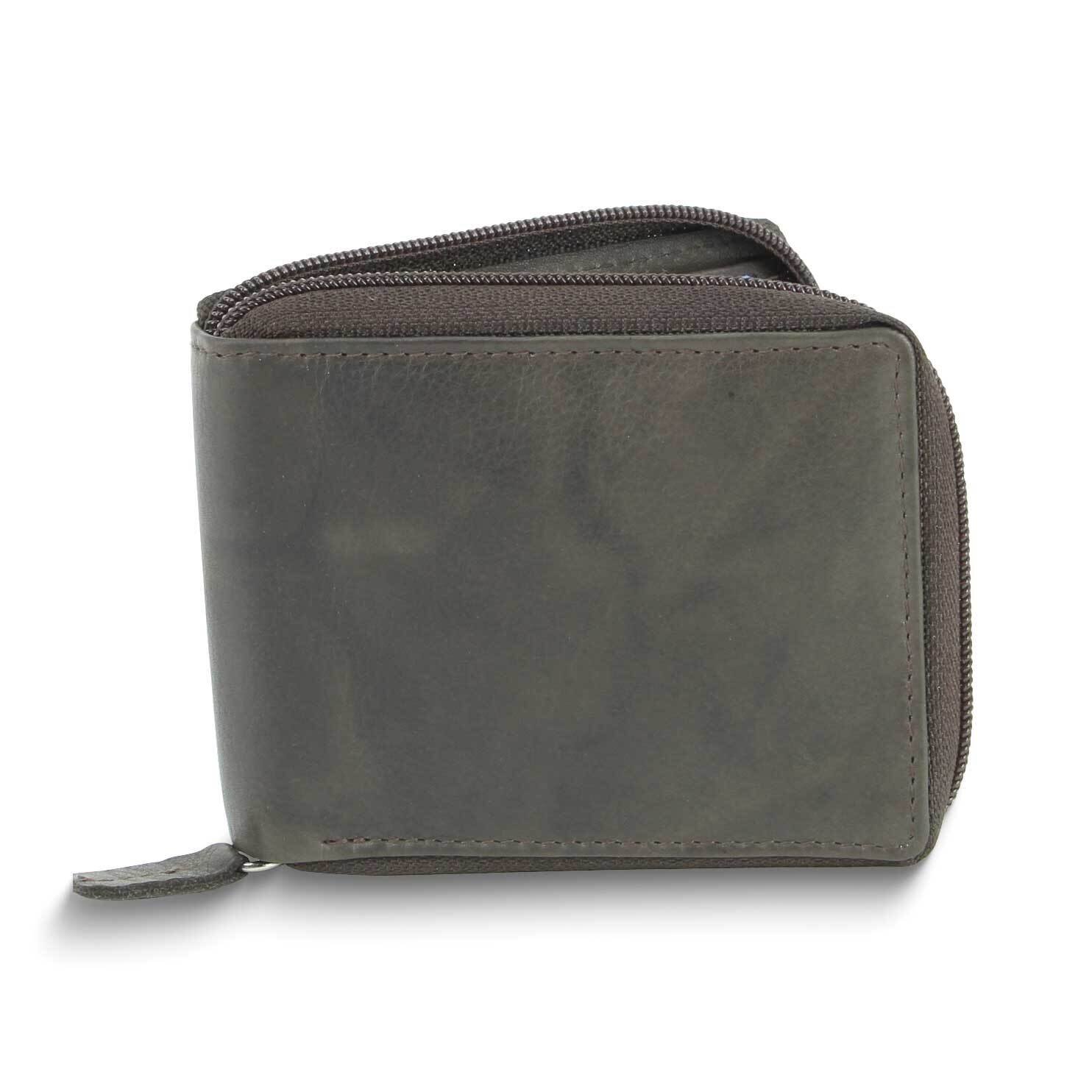 Brown Leather RFID Zip Around Top Flap Wallet GM25089BRN, MPN: GM25089BRN,