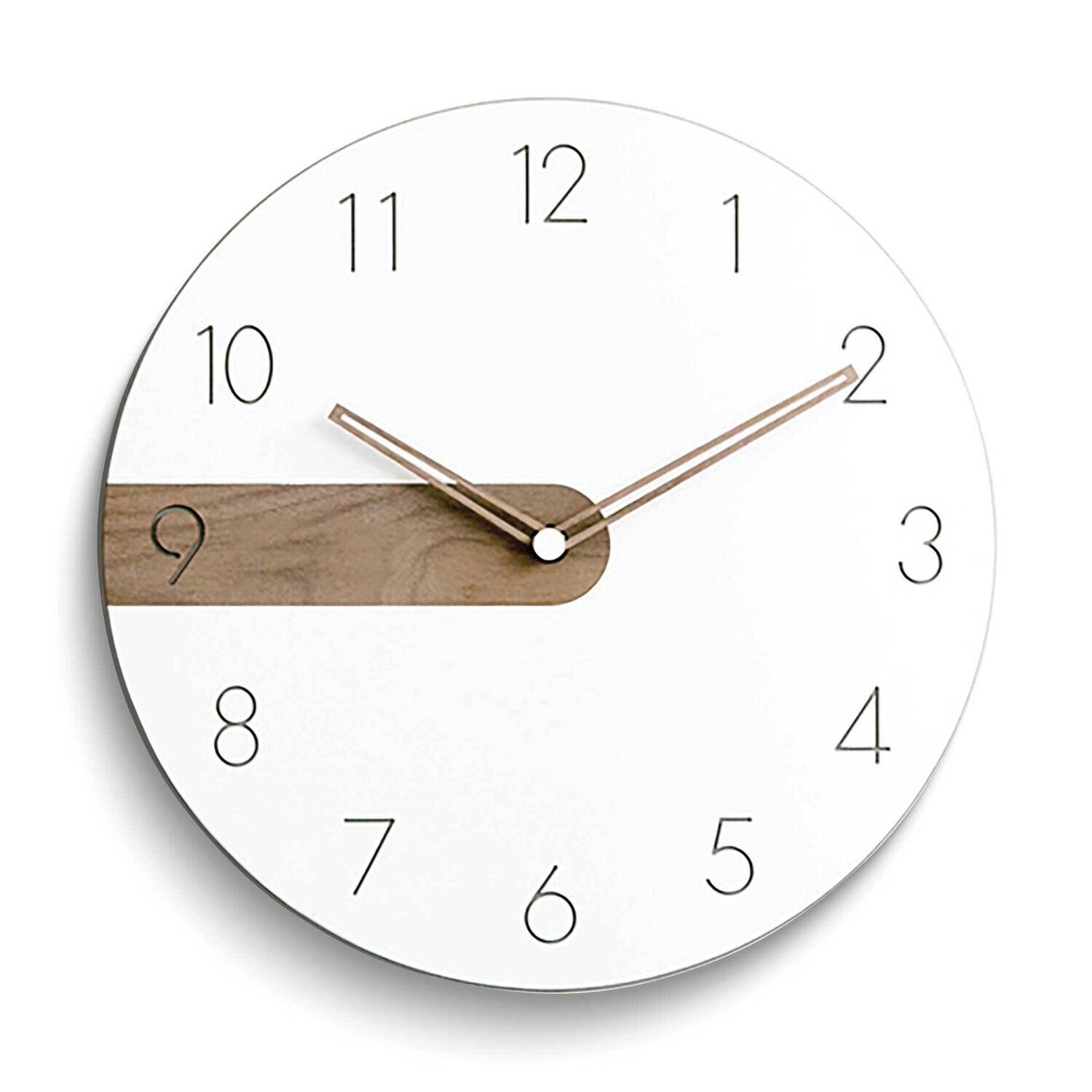 White with Walnut Accent Wall Clock GM25200, MPN: GM25200, 788089161385