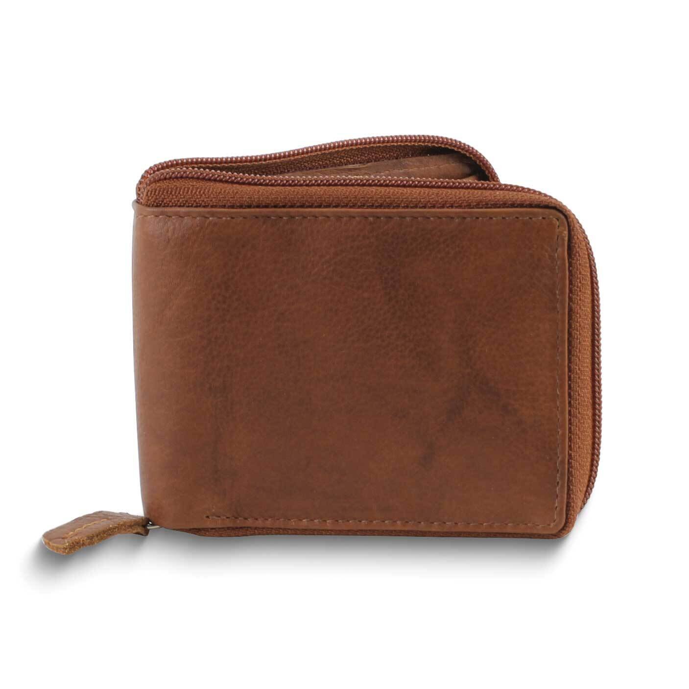 Tan Leather RFID Zip Around Top Flap Wallet GM25089TAN