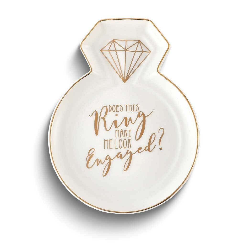 White and Gold-tone Engaged Ring Shaped Trinket Dish GM25214, MPN: GM25214, 788089159818
