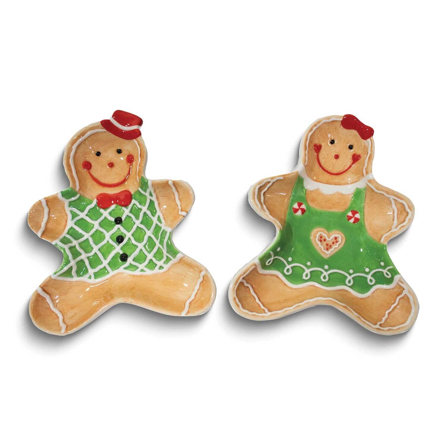 Boy and Girl Gingerbread Ceramic Trinket Tray Set GM25267