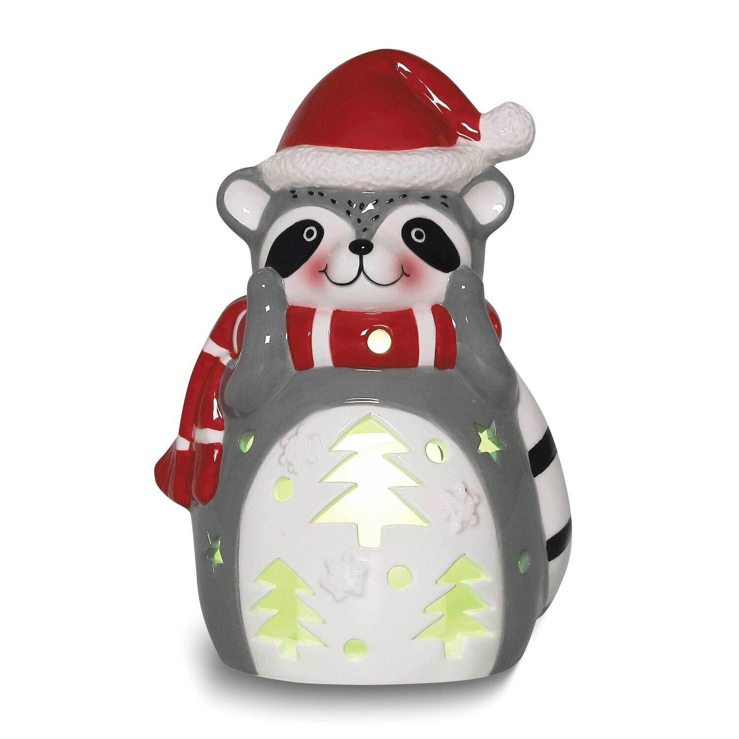 Raccoon with Santa Hat LED Ceramic Lantern GM25272, MPN: GM25272, 788089166700