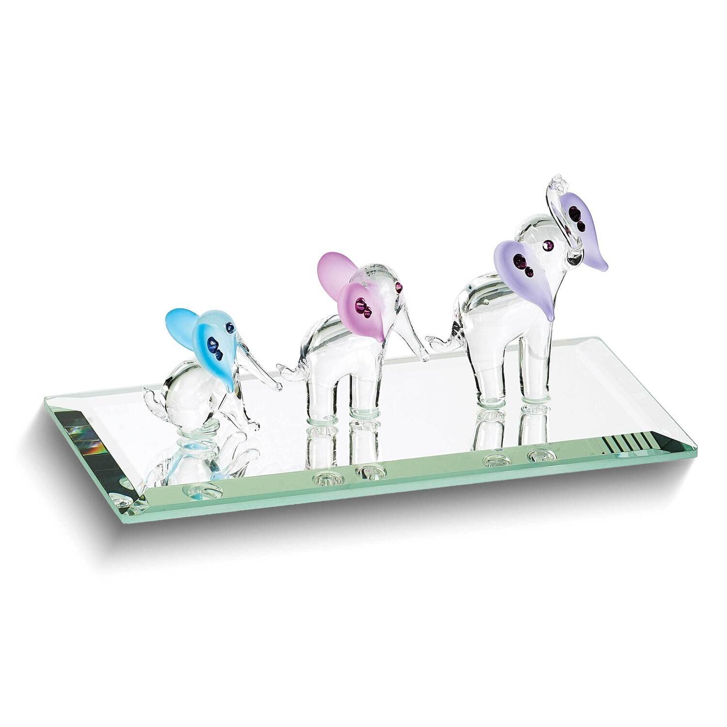 Glass Baron Elephants in Row Glass Figurine GM24991