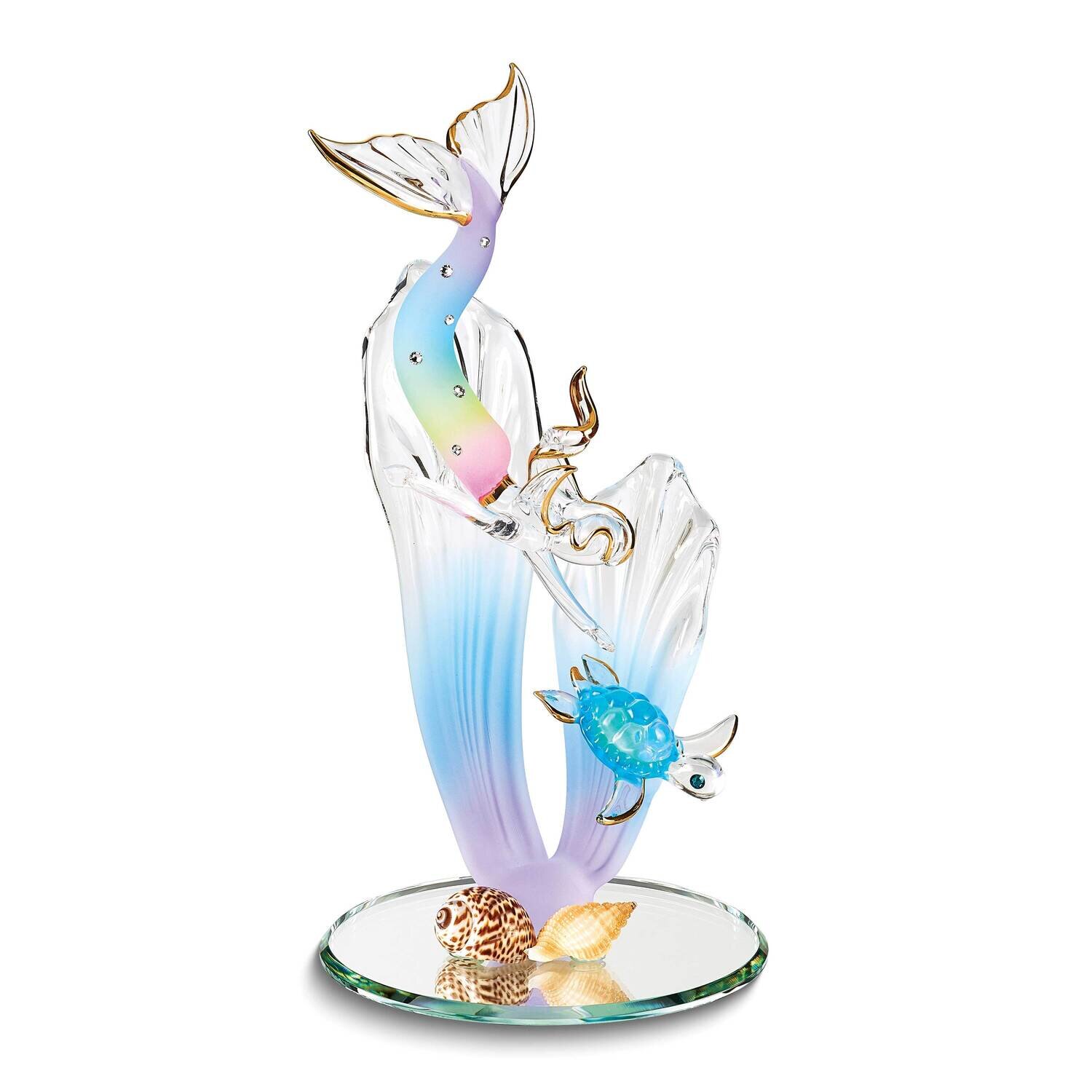 Glass Baron Mermaid and Turtle Glass Figurine GM24992