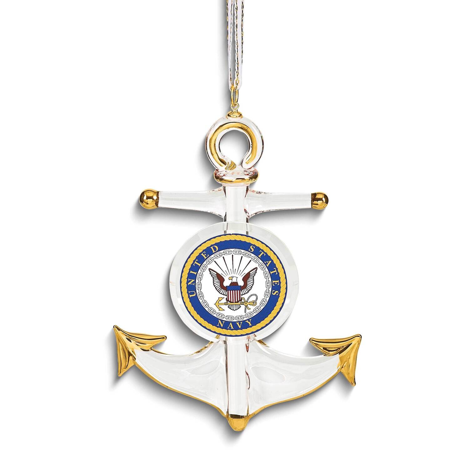 Glass Baron US Navy Anchor Glass Ornament GM25005