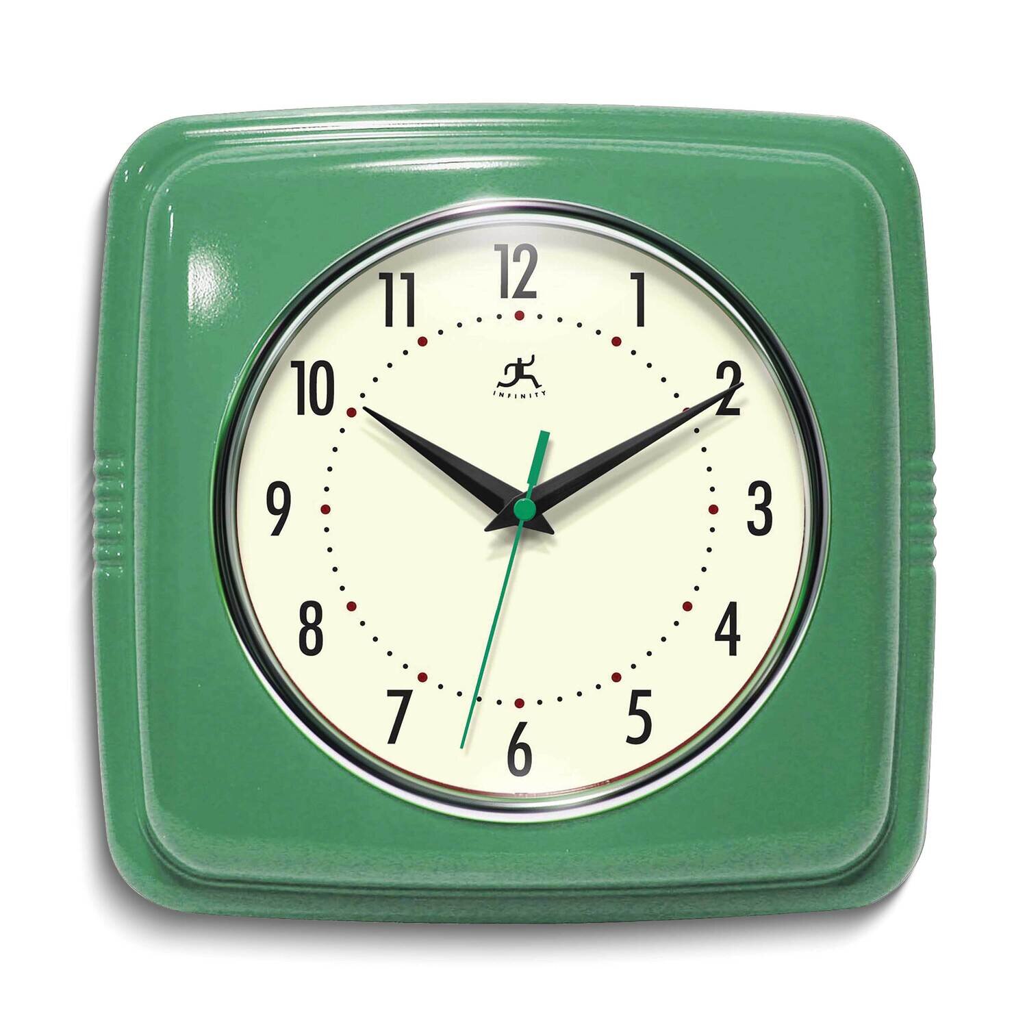 Green Finish Square Retro Metal Wall Clock GM25016