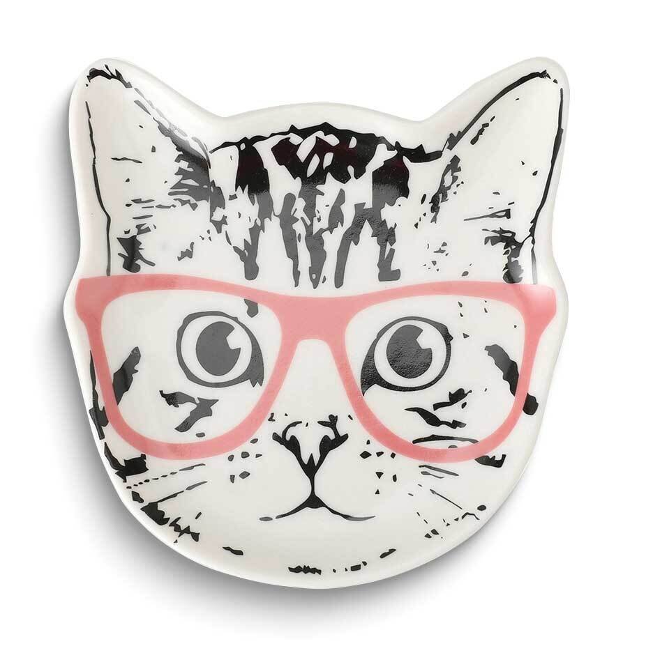 Cat with Glasses Ceramic Trinket Dish GM25230, MPN: GM25230, 788089166458