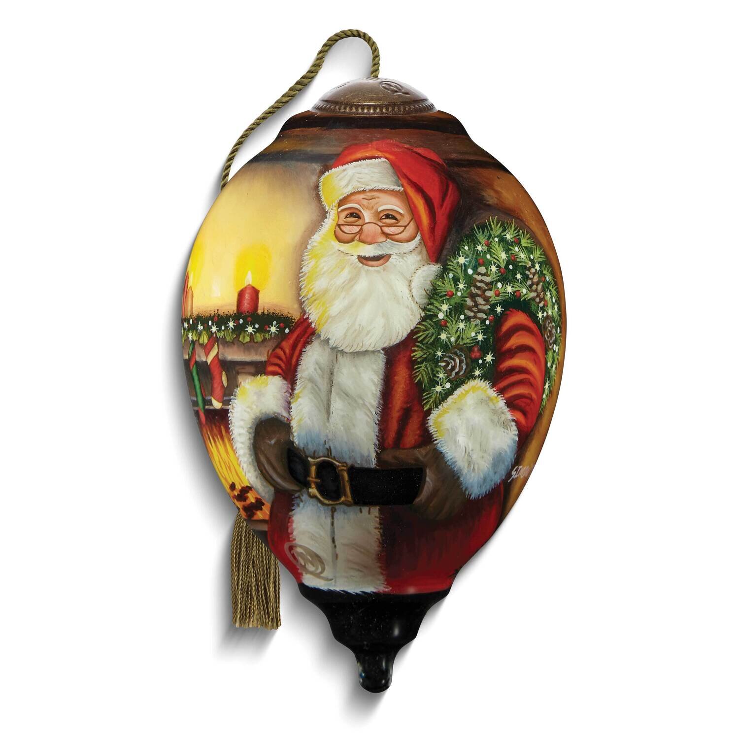Neqwa Art Traditional Santa With Wreath Ornament GM25392