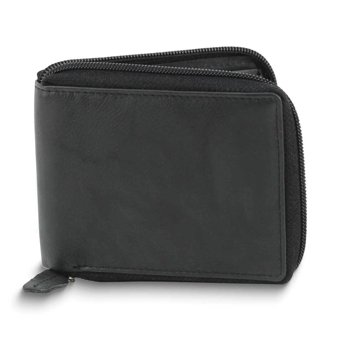 Black Leather RFID Zip Around Top Flap Wallet GM25089BLK, MPN: GM25089BLK,