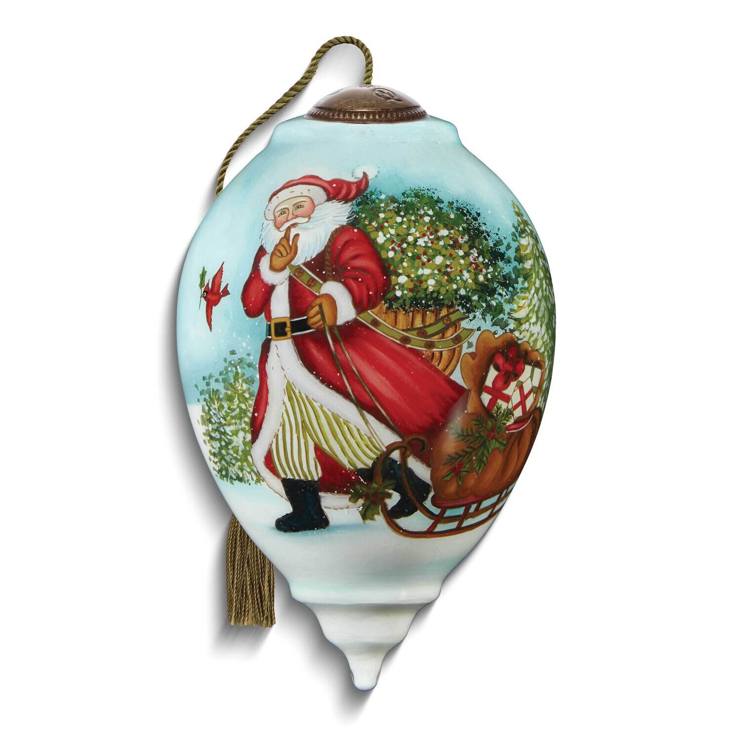 Neqwa Art Santa Pulling Sled Ornament GM25394