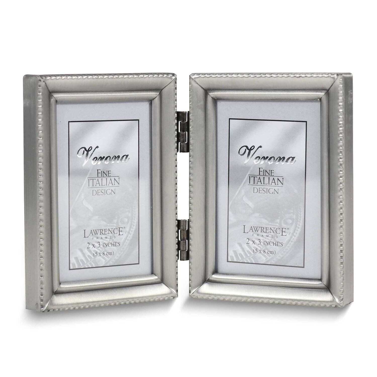 Pewter Brushed and Beaded 2x3 Double Photo Frame GM25412, MPN: GM25412, 751148035040