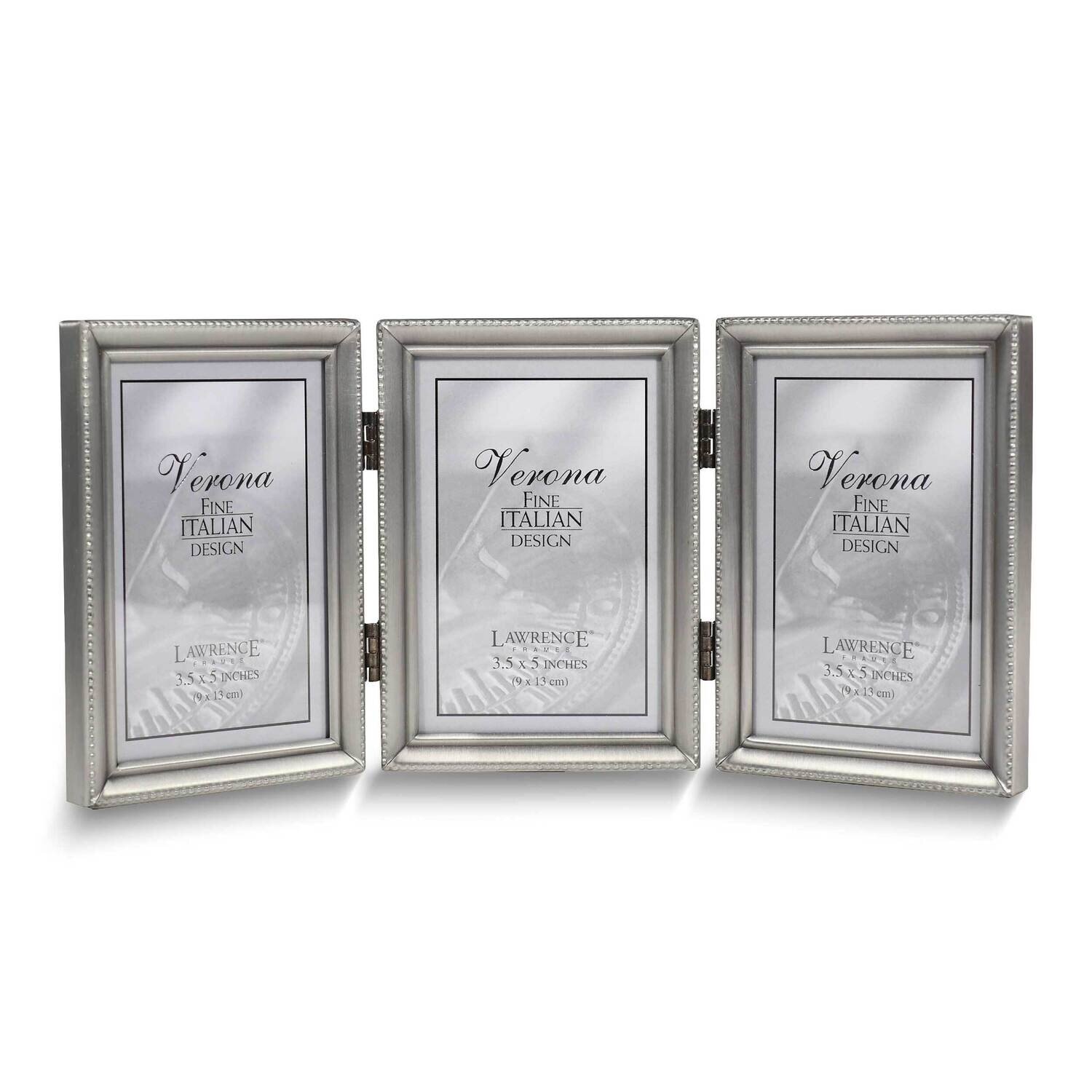 Pewter Brushed and Beaded 3x5 Triple Photo Frame GM25416, MPN: GM25416, 751148035101