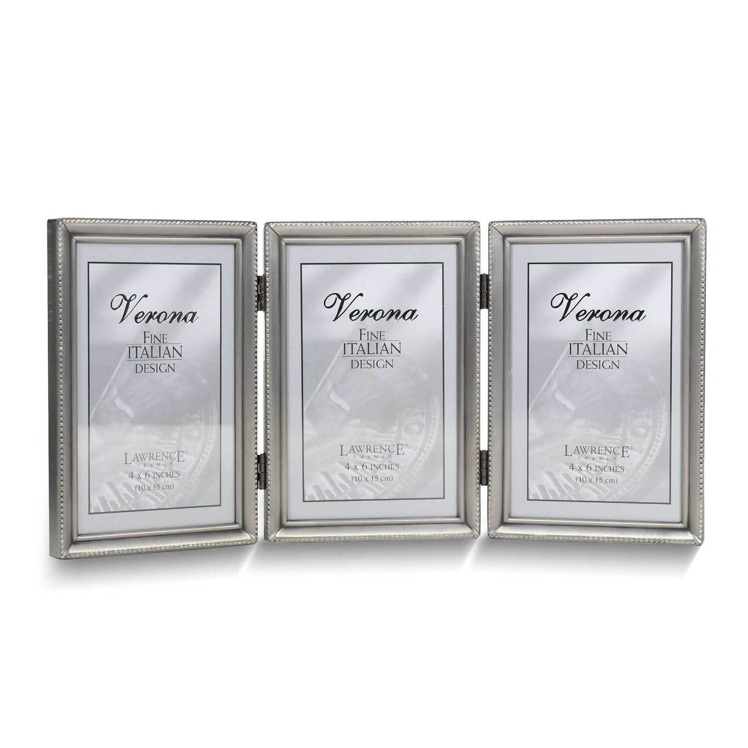 Pewter Brushed and Beaded 4x6 Triple Photo Frame GM25420