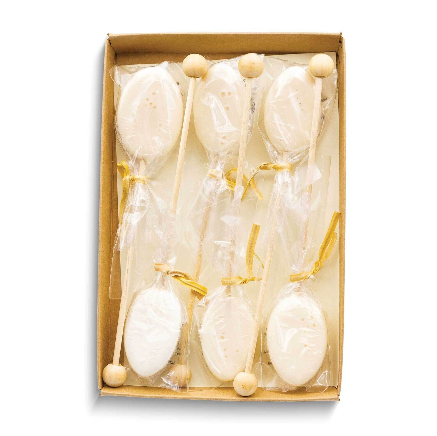 White Honey Flavored Pack of Six Drink Stirrers GM25286