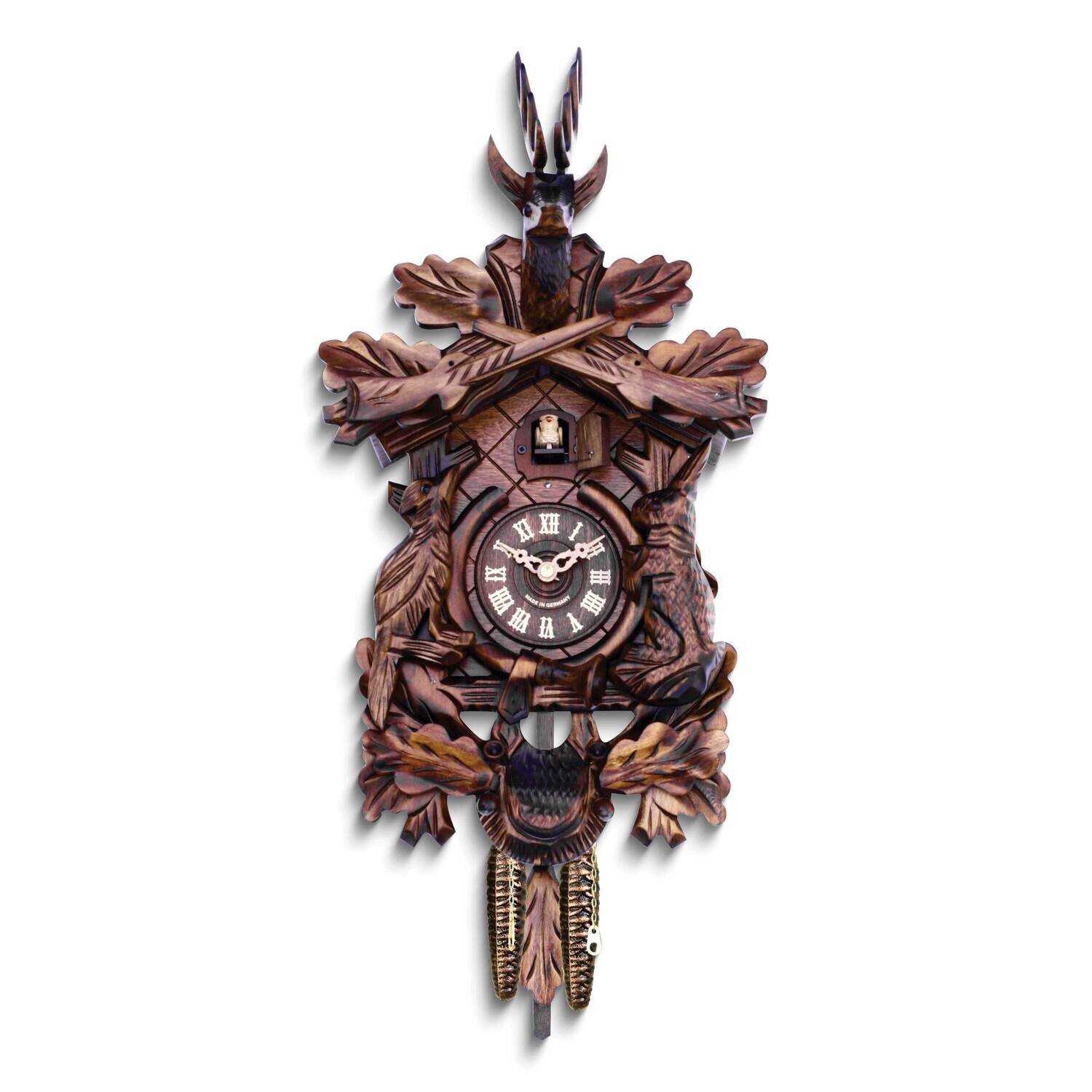 Carved Animals Hunters Cuckoo Clock GM25178, MPN: GM25178, 711705001055